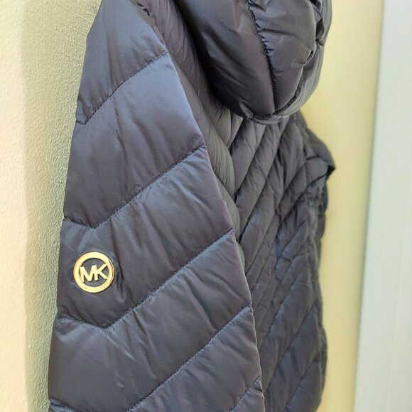 NEW WITH TAGS MICHAEL KORS QUILTED & PUFFER DARK NAVY HOODED DOWN JACKET SIZE S - Picture 4 of 8